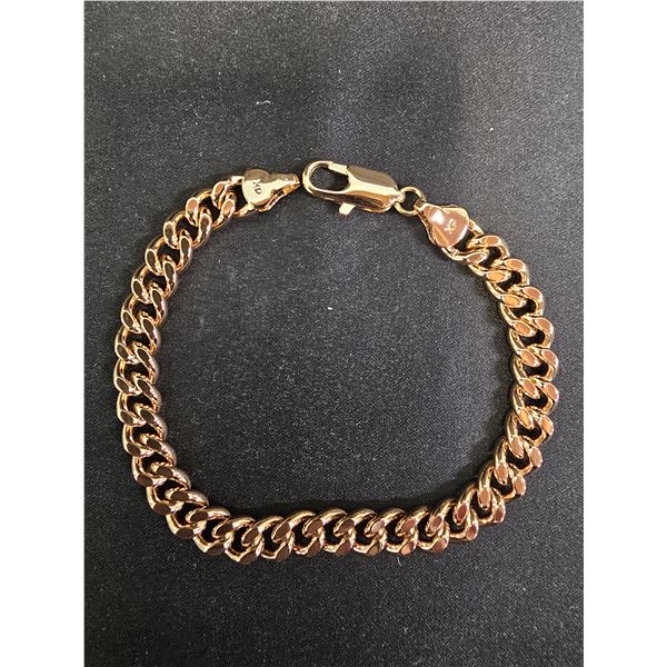 *NEW* 18K GOLD PLATED 8MM CUBAN LINK BRACELET: 7.75  LONG