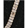 Image 2 : *NEW* 18K GOLD PLATED 5MM EMERALD CUT SIMULATED DIAMOND (CZ) TENNIS NECKLACE: 17"L *MISSING 1 STONE*