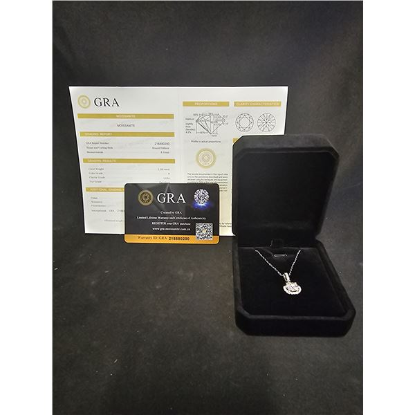 *NEW* .925 SILVER 2CT MOISSANITE LAB DIAMOND WAVE HALO NECKLACE: 16  - 18  LONG