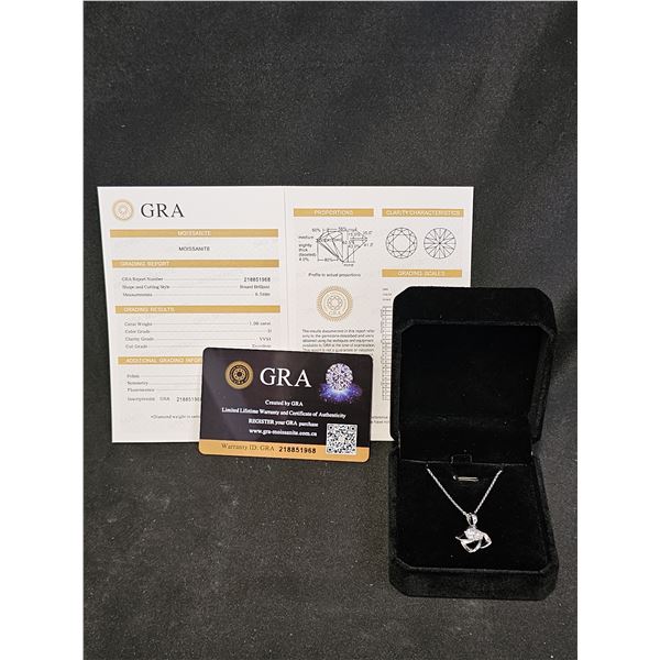 *NEW* .925 SILVER 1CT MOISSANITE LAB DIAMOND NECKLACE: 16  - 18  LONG