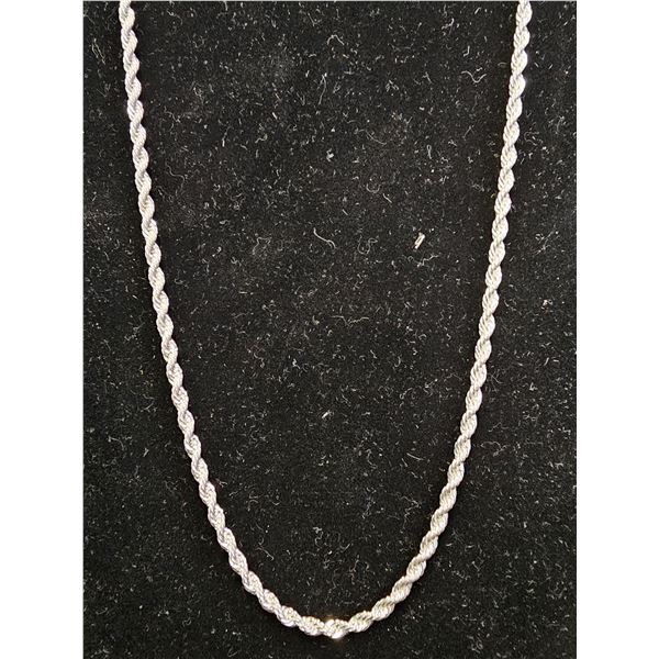 *NEW* .925 SILVER 3MM TWISTED ROPE NECKLACE: 21  LONG