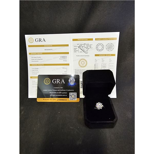 *NEW* .925 SILVER 3CT MOISSANITE LAB DIAMOND SNOWFLAKE RING: RESIZEABLE