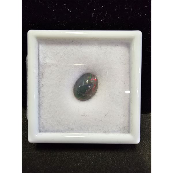 *NEW* 3CT OVAL CABOCHON UNTREATED NATURAL BLACK OPAL: 8.5MM X 11.3MM