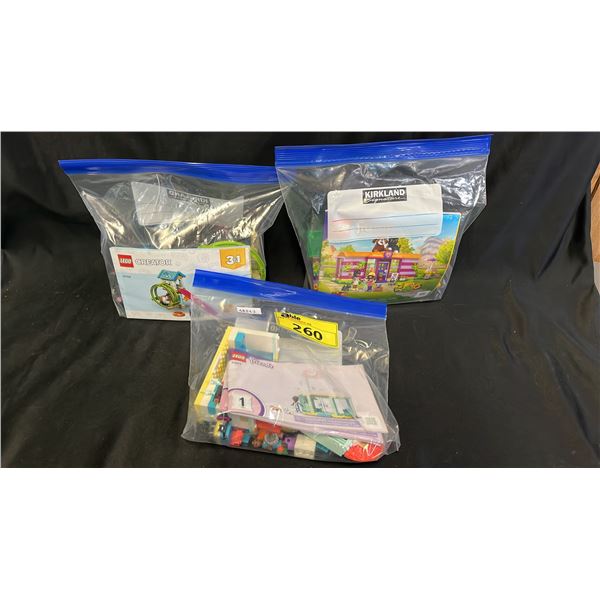 (3) LEGO SETS IN ZIPLOC BAGS: #41695 FRIENDS, #41699 FRIENDS & #31156 3-IN-1 CREATOR
