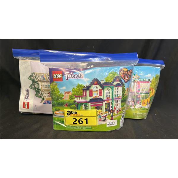 (3) LEGO FRIENDS SETS IN ZIPLOC BAGS: #41449, #41718 & #41711