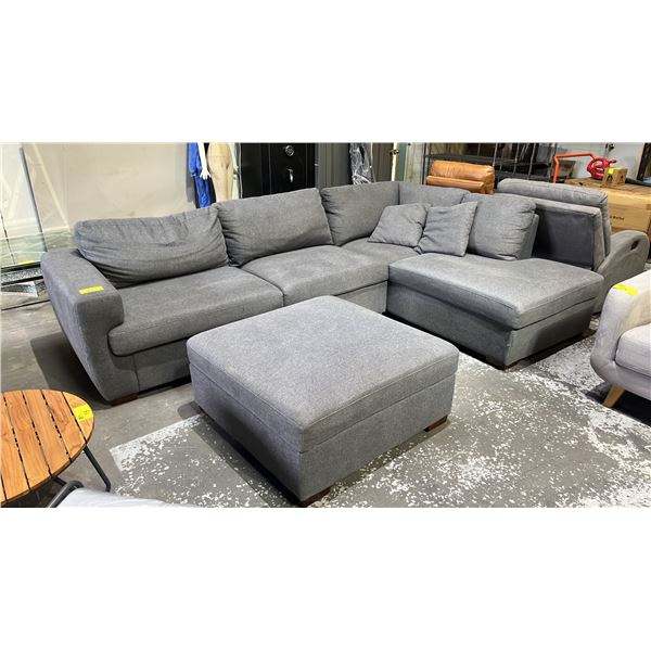 3-PC FABRIC SECTIONAL SOFA WITH STORAGE OTTOMAN (OTTOMAN DOES NOT FULLY OPEN)