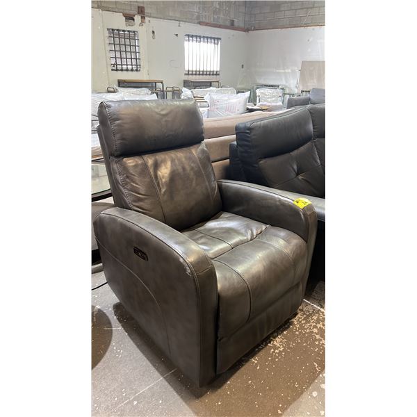 *TESTED WORKING* LEATHER ELECTRIC ROCKING RECLINER WITH HEADREST ADJUSTMENT, POWER CORD & USB PORT