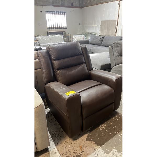 LEATHER ROCKING SWIVEL LOUNGE CHAIR