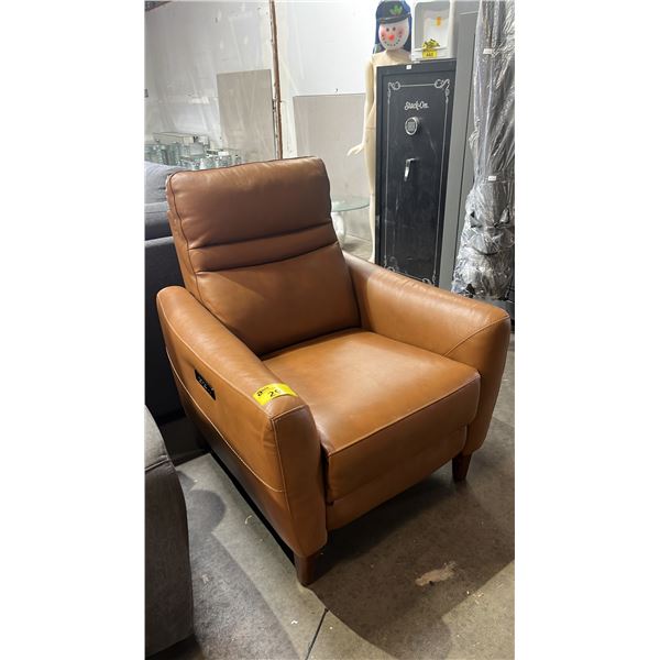 LEATHER ELECTRIC RECLINER (MISSING POWER CORD, UNKNOWN WORKING CONDITION)