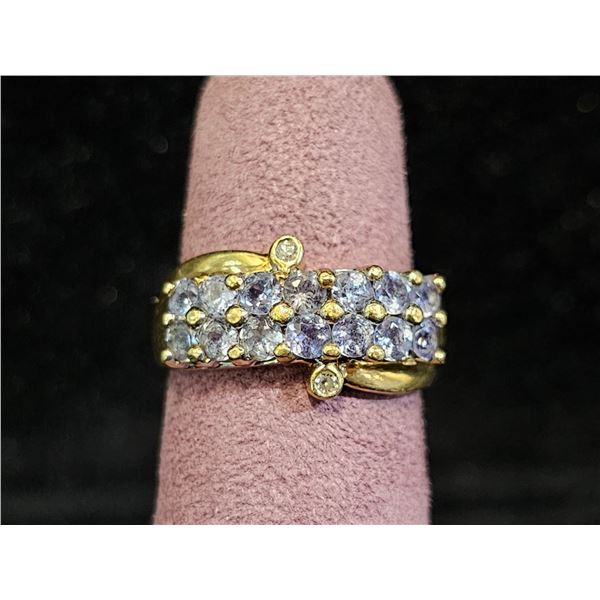14K GOLD TANZANITE & DIAMOND RING - SIZE 4.75