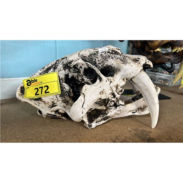 HUESO ART CRUSHED BONE POWDER & RESIN REPLICA SABRETOOTH TIGER SKULL