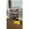 Image 1 : ACRYLIC JEWELRY BOX WITH ASSORTED FASHION HAIR ACCESSORIES & JEWELRY