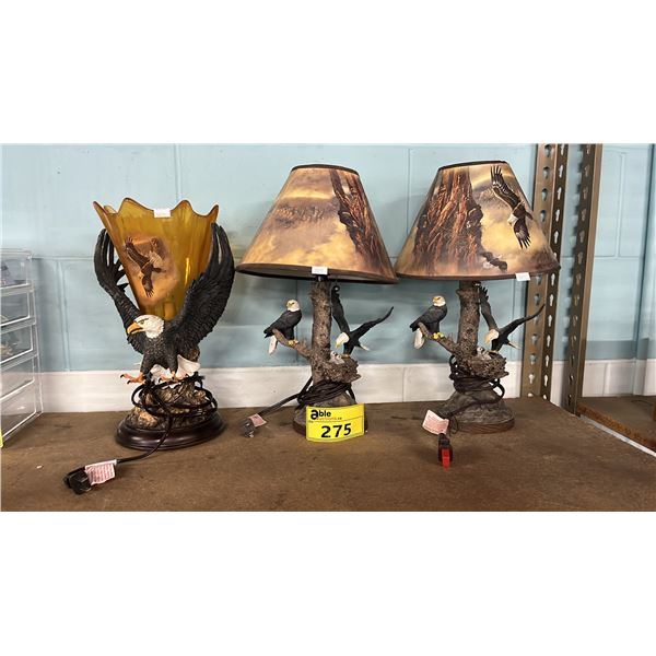 (3) BRADFORD EXCHANGE EAGLE THEMED TABLE LAMPS