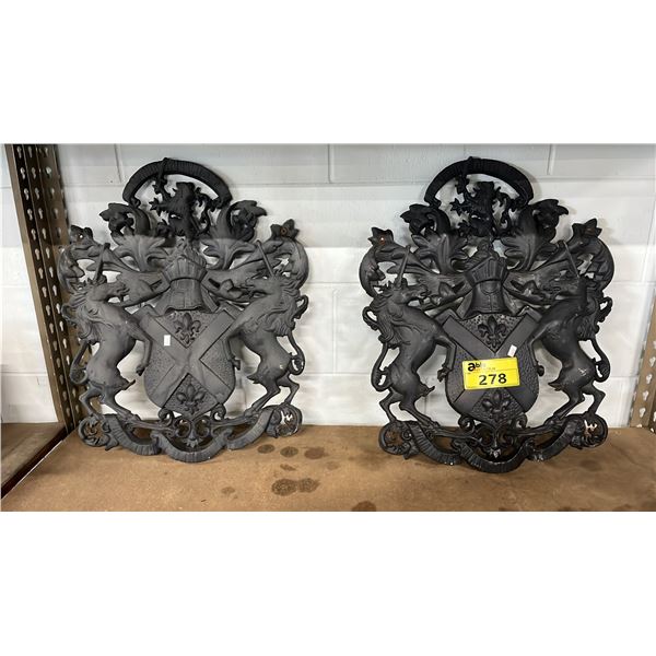 (2) METAL COAT OF ARMS WALL PLAQUES