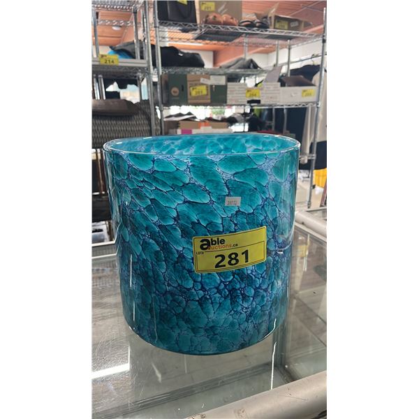 COLLECTION BY LONDON DRUGS LARGE MARBLE GLASS PLANTER: APPROX. 11"T X 12"DIA.
