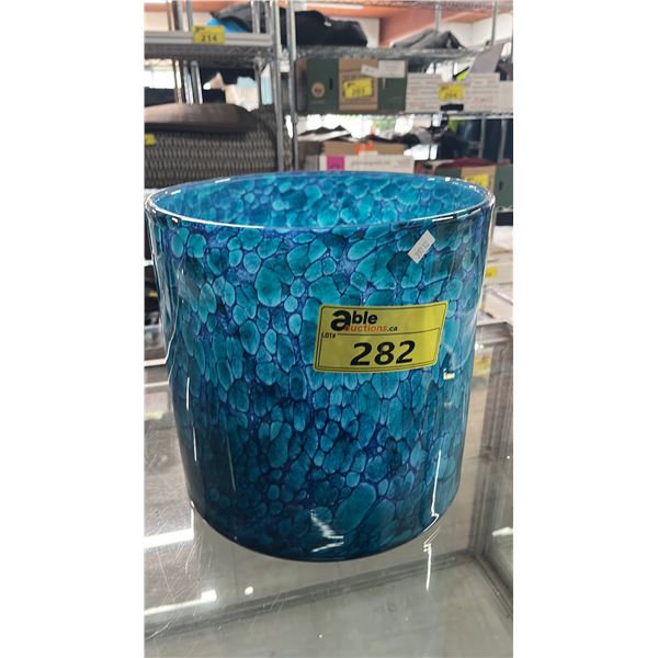 COLLECTION BY LONDON DRUGS LARGE MARBLE GLASS PLANTER: APPROX. 11"T X 12"DIA.