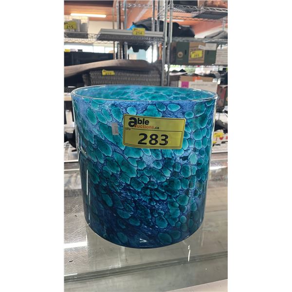 COLLECTION BY LONDON DRUGS LARGE MARBLE GLASS PLANTER: APPROX. 11"T X 12"DIA.
