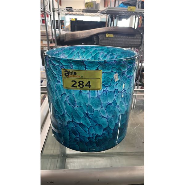 COLLECTION BY LONDON DRUGS LARGE MARBLE GLASS PLANTER: APPROX. 11"T X 12"DIA.