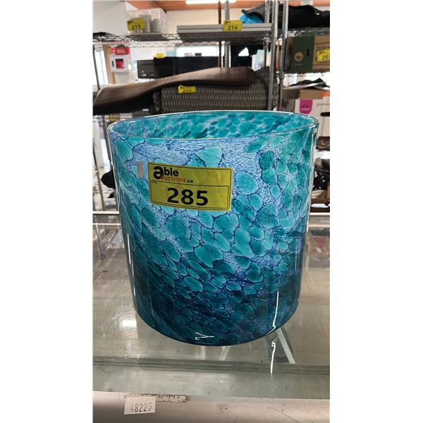 COLLECTION BY LONDON DRUGS LARGE MARBLE GLASS PLANTER: APPROX. 11"T X 12"DIA.