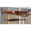 Image 2 : UNDER TRAVELLER STAG HANDLE KNIFE WITH LEATHER SHEATH