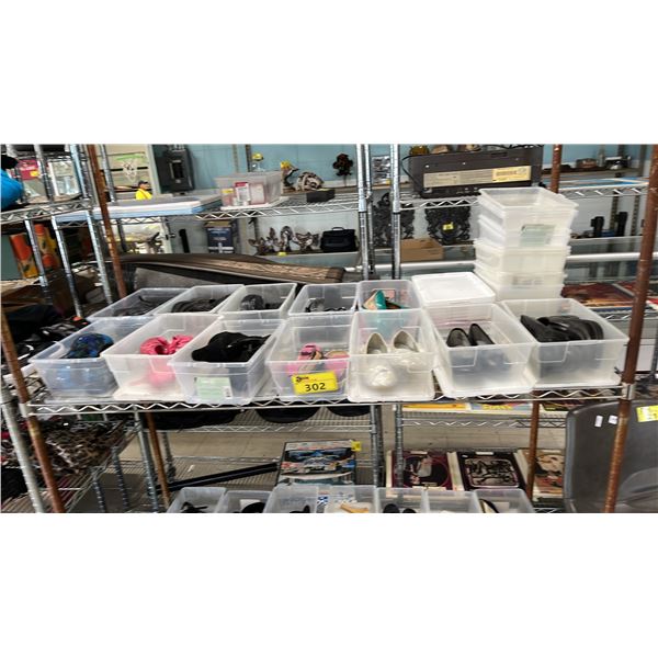 SHELF OF ASSORTED LADIES FOOTWEAR: ASSORTED SIZES, STYLES & COLOURS