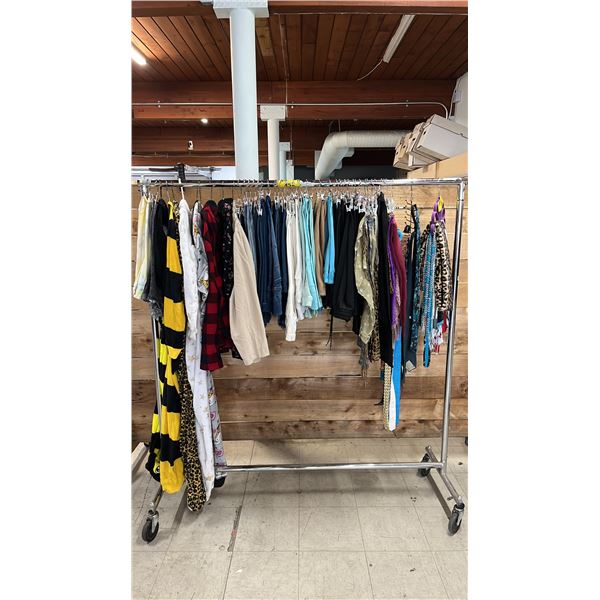 RACK OF ASSORTED CLOTHING, PAJAMAS, BELTS & TIES: *RACK NOT INCLUDED*