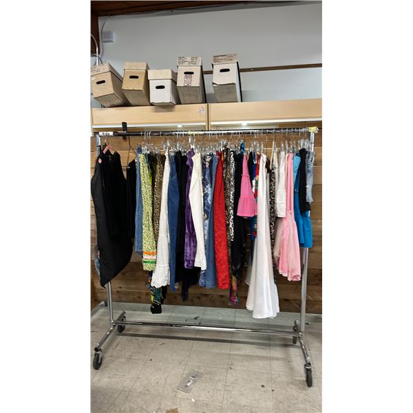 RACK OF ASSORTED DRESSES & SKIRTS: MOSTLY SKIRTS *RACK NOT INCLUDED*