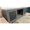 Image 1 : WOOD 2-DOOR ENTERTAINMENT CABINET 65" X 16" X 26"(SOME COSMETIC DAMAGE)