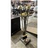 Image 2 : STAINLESS STEEL & BRASS FIREPLACE TOOL SET