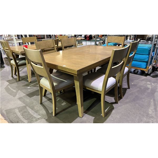 WOOD DINING TABLE WITH SELF STORAGE LEAF & 6 CHAIRS