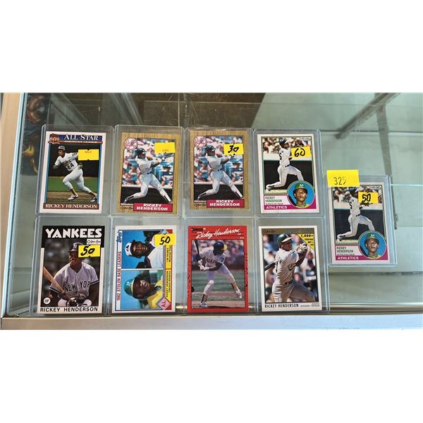(9) ASSORTED RICKEY HENDERSON BASEBALL CARDS