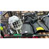 Image 2 : SHELF OF ASSORTED HOCKEY GEARS INCL. HELMET SHIN GUARDS, PANTS AND MORE