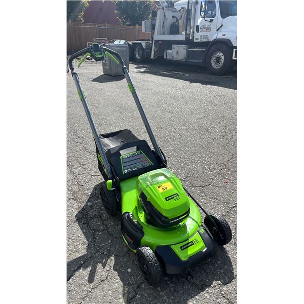 GREENWORKS PRO 80V 21-INCH CORDLESS ELECTRIC LAWN MOWER (NO BATTERIES) ( WORKING CONDITION UNKNOWN)