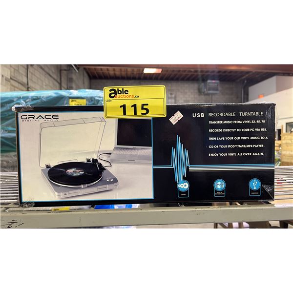 GRACE DIGITAL AUDIO USB RECORDABLE TURNTABLE