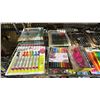 Image 2 : SHELF OF ASSORTED FELT MARKERS, COLOURING BOOK SET W/PENCIL CRAYONS, CALCULATORS, LIGHT BOX & MORE