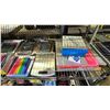 Image 3 : SHELF OF ASSORTED FELT MARKERS, COLOURING BOOK SET W/PENCIL CRAYONS, CALCULATORS, LIGHT BOX & MORE