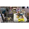 Image 2 : SHELF OF ASSORTED PORCELAIN & RESIN FIGURINES: FAIRIES, BIRDS & TIGERS