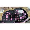 Image 2 : *NEW* AMAZON BASICS 104 PCS PINK TOOL SET WITH EASY CARRYING ROUND POUCH