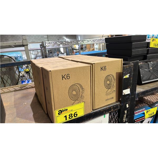 (8) *NEW* K6 CLIP ON RECHARGEABLE DESK FANS