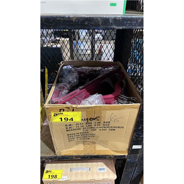 BOX OF *NEW* FLOCKED CLOTHING HANGERS