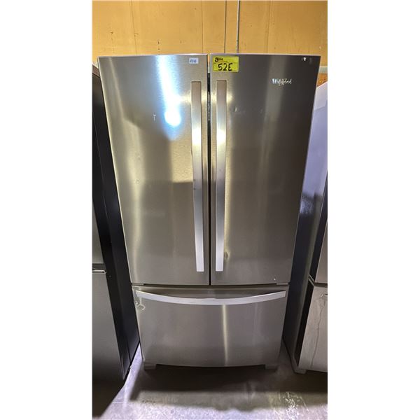 WHIRLPOOL STAINLESS STEEL FRENCH DOOR FRIDGE WITH ROLLOUT FREEZER & WATER DISPENSER 35.5"W