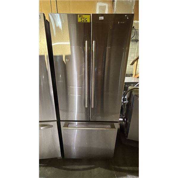 GALANZ STAINLESS STEEL FRENCH DOOR FRIDGE WITH ROLLOUT FREEZER 28"W