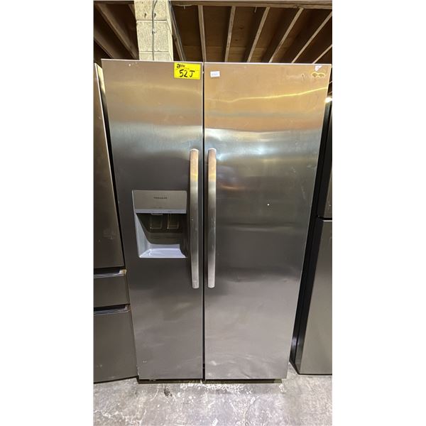 FRIGIDAIRE STAINLESS STEEL SIDE-BY-SIDE FRIDGE WITH WATER/ICE DISPENSER 36"W