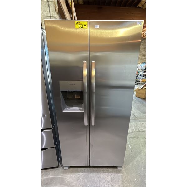 FRIGIDAIRE STAINLESS STEEL SIDE-BY-SIDE FRIDGE WITH WATER/ICE DISPENSER 33"W