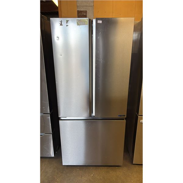 HISENSE STAINLESS STEEL FRENCH DOOR FRIDGE WITH ROLLOUT FREEZER 30"W