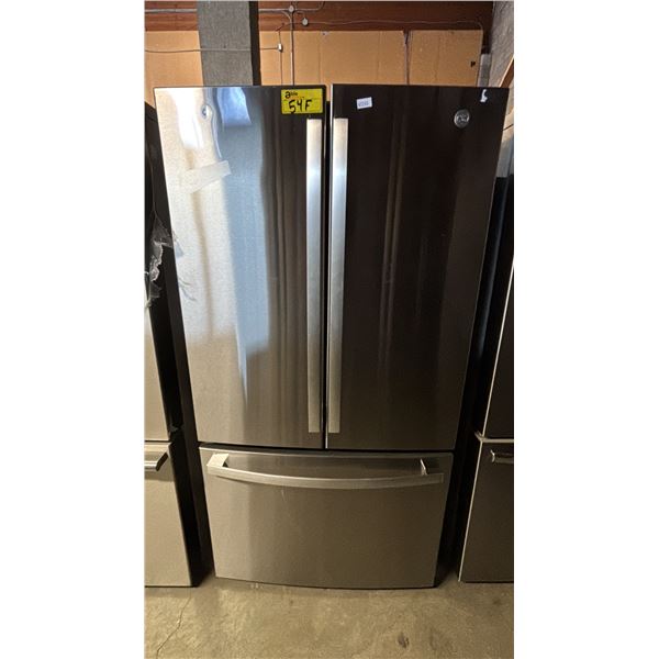 GE STAINLESS STEEL FRENCH DOOR FRIDGE WITH ROLLOUT FREEZER 35.5"W