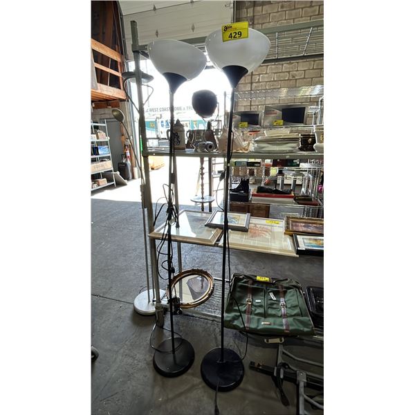 PAIR OF FLOOR LAMPS WITH PLASTIC SHADES