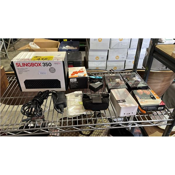 SLINGBOX 350, LOGIX UNIVERSAL PLUG ADAPTERS, HOMEAWAY USB CAR & TRAVEL ADAPTERS & MORE