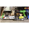 Image 2 : SHELF OF ASSORTED TOOLS: NAIL GUN, HEAT GUN, ROUTER SET & MORE