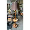 Image 1 : VINTAGE WOOD FLOOR LAMP WITH BUILT-IN ROUND SIDE TABLE